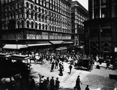 State and Madison Streets, Chicago, Illinois, USA, ca 1905 (s/v foto) av Barnes and Crosby