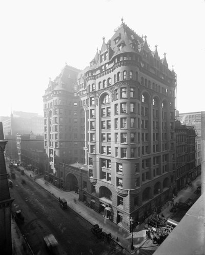Kvinnors tempelbyggnad på 102 till 116 South LaSalle Street, Chicago, Illinois, USA, ca 1905 (s/v foto) av Barnes and Crosby