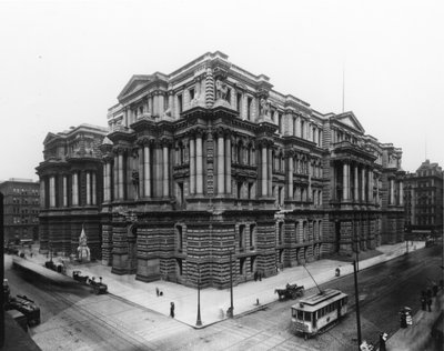 Utsikt över Chicagos stadshus och Cook County Courthouse, c.1900 av Barnes and Crosby Barnes and Crosby
