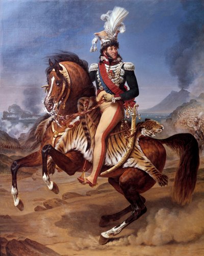 Ryttarporträtt av Joachim Murat (1767-1815) Kung av Neapel till Neapel med utsikt över Vesuvio (Vesuvio) Målning av Antoine Jean Gros (1771-1835) 1800-talet sön. 3,43x2,8 m - Ridsporträtt av Joachim Murat (1767-1815), kung av Neapel i Neapel av Baron Antoine Jean Gros