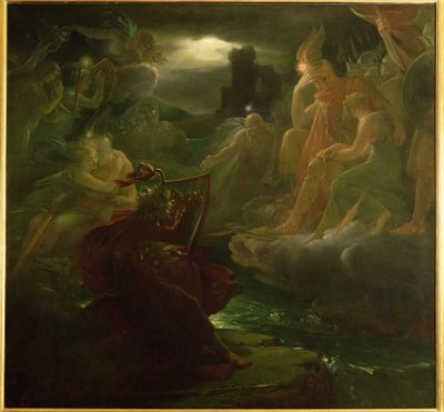 Ossian trollar fram andarna på stranden av floden Lora med ljudet av sin harpa, 1801 av Baron François Pascal Simon Gérard