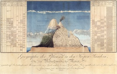 Geography of Plants in Tropical Countries, A Study of the Andes, tecknad av Schoenberger und Turpin, tryckt av Langlois, Paris av Baron Friedrich Alexander von Humboldt