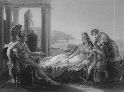 Aeneas och Dido (gravyr) av Baron Pierre Narcisse (after) Guerin