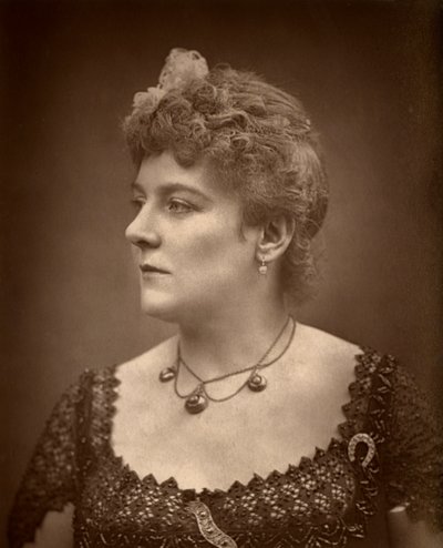 Den brittiska skådespelerskan Henrietta Lindley i Jim the Penman, 1886 av Barraud