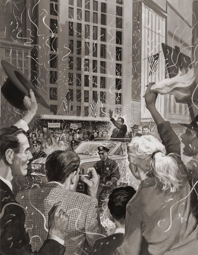 Richard Nixon vald till USA:s president (gouache på papper) av Barrie Linklater