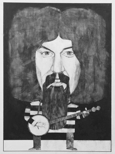 Porträtt av Billy Connolly, illustration för The Listener, 1970-talet (gouache ombord) av Barry Fantoni