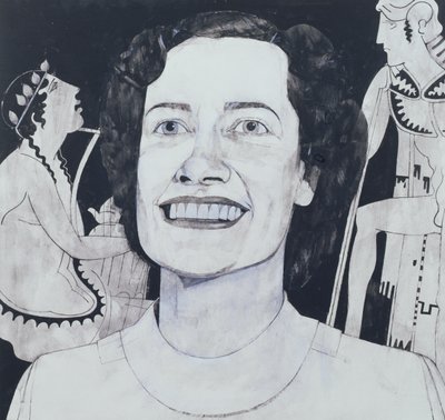Porträtt av Joan Sutherland, illustration för The Sunday Times, 1970-talet (gouache ombord) av Barry Fantoni