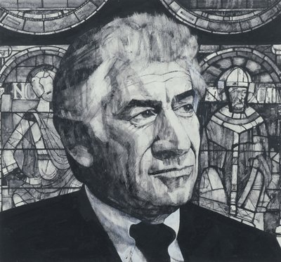 Porträtt av Leonard Bernstein, illustration för The Sunday Times, 1970-talet (gouache ombord) av Barry Fantoni