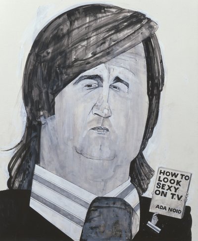 Porträtt av Melvyn Bragg, illustration för The Listener, 1970-talet (gouache ombord) av Barry Fantoni