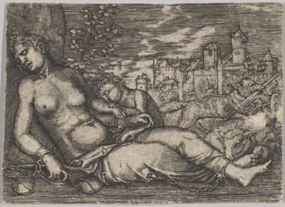 Der Welt Lauf Sleeping Justice kopia, tidigt 1500-tal. av Barthel Beham