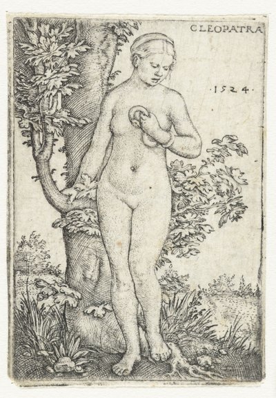 Cleopatras död med orm vid ett fikonträd Cleopatra (titel på objekt) av Barthel Beham