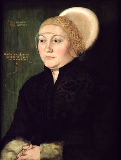 Portrait of Magdalena Neudorffer (1487-c.1544) 1527  av Barthel Beham