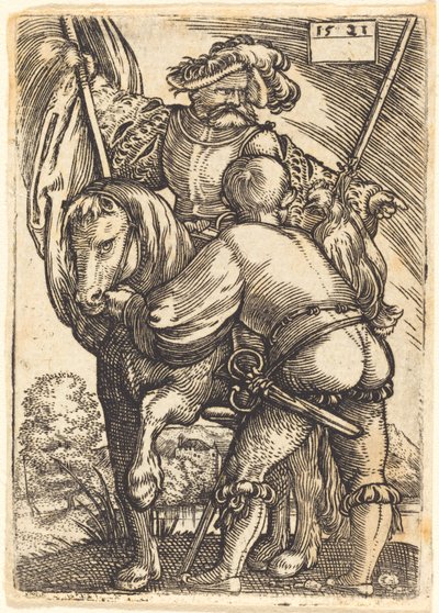 Ridande fanbärare och fotsoldat av Barthel Beham