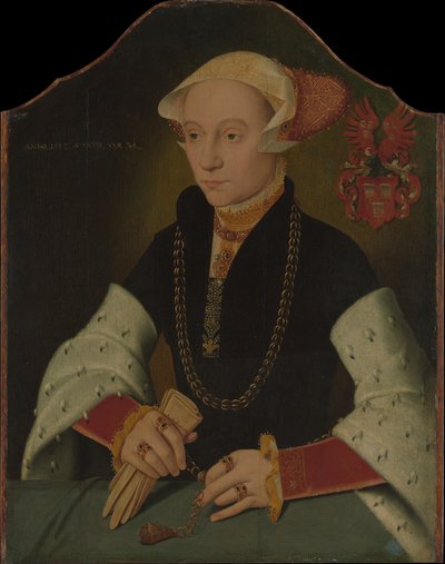 Porträtt av en kvinna från familjen Slosgin i Köln, 1557. av Bartholomaeus Bruyn the Younger