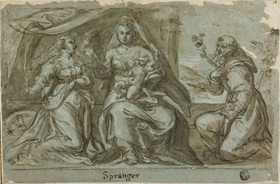 Madonna och barn med Saints Catherine och Dominic av Bartholomaeus Spranger