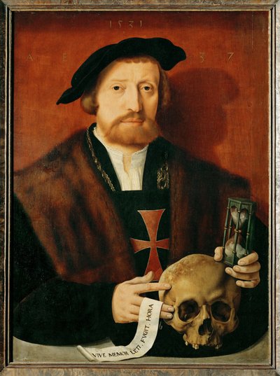 Porträtt av en riddare av Malteserorden (målning på ek) av Bartholomaeus the Elder Bruyn