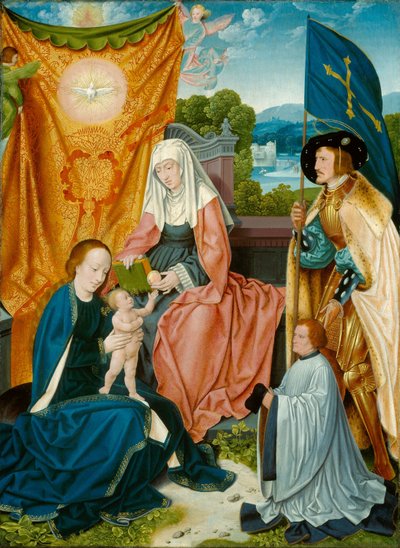Jungfru med barn, Sankta Anna, Sankta Gereon och en givare, ca 1520 (olja på pannå) av Bartholomaeus the Elder Bruyn