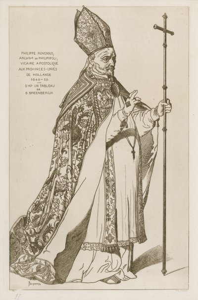 Philippe Rovenius, ärkebiskop av Philipopoli, apostolisk kyrkoherde, till de förenade provinserna i Holland, 1648-55. Efter en målning av B Breenbergh av Bartholomeus Breenbergh