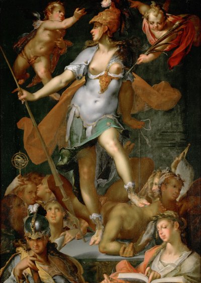 Tyska: Minerva segrar över okunnighet Minerva segrar över okunnighet av Bartholomeus Spranger