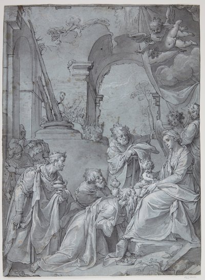 Tillbedjan av herdarna av Bartholomeus Spranger