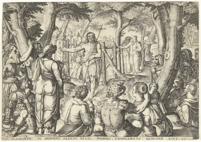 Johannes Döparen predikar för en grupp människor av Bartholomeus Willemsz. Dolendo