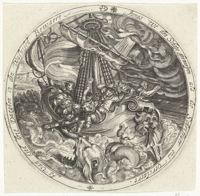 Jonah kastas överbord av sjömännen av Bartholomeus Willemsz. Dolendo
