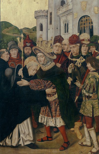 Kung Ferdinand I av Kastilien välkomnade den helige Dominikus av Silos, 1478-1480 av Bartolomé Bermejo