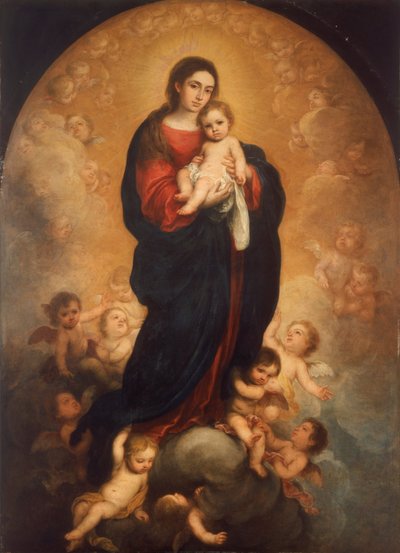 Jungfru Maria med barnet i härligheten av Bartolomé Esteban Murillo