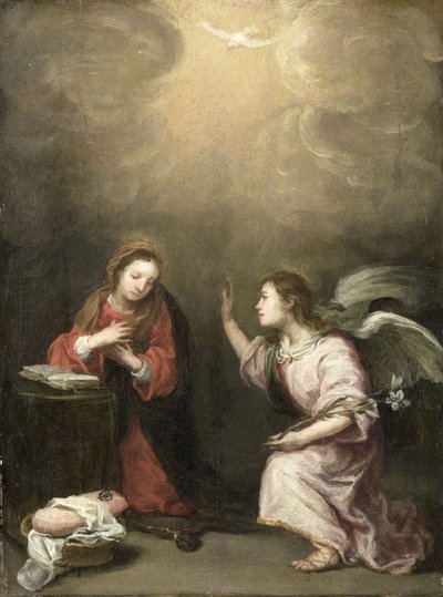 Bebådelsen av Bartolome Esteban (follower of) Murillo