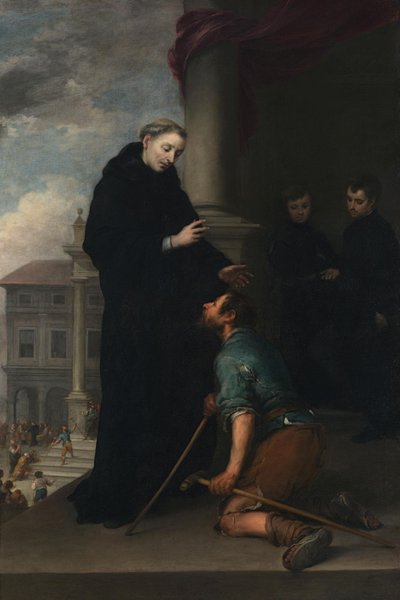 Den helige Thomas av Villanova botar en lam man av Bartolomé Esteban Murillo