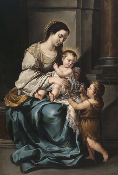 La Serrana eller, Madonna och barn med spädbarnet St. John (olja på duk) av Bartolomé Esteban Murillo