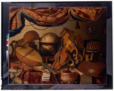 Ett stilleben med musikinstrument av Bartolomeo Bettera