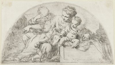 Helig familj med den unge Johannes Döparen av Bartolomeo Biscaino