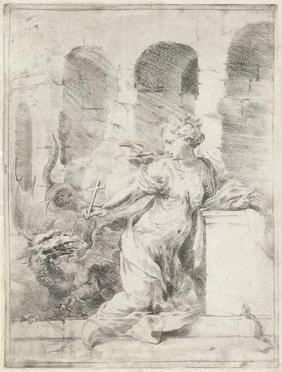 Margareta av Antiokia trotsar draken av Bartolomeo Biscaino