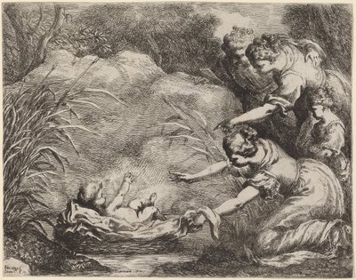 Fyndet av Moses. av Bartolomeo Biscaino