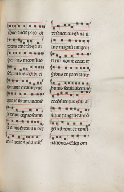 Missale: Fol. 112: innehåller lite musik som en del av palmsöndagsliturgin, 1469. av Bartolomeo Caporali