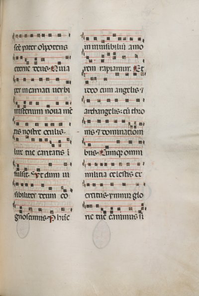 Missale: Fol. 177: Musik för olika vanliga böner, 1469. av Bartolomeo Caporali
