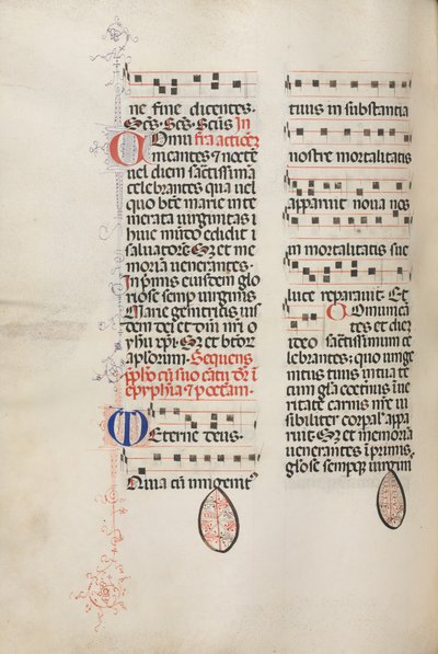 Missale: Fol. 177v: Musik för olika vanliga böner, 1469. av Bartolomeo Caporali
