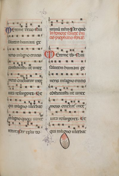 Missale: Fol. 182: Musik för olika vanliga böner, 1469. av Bartolomeo Caporali