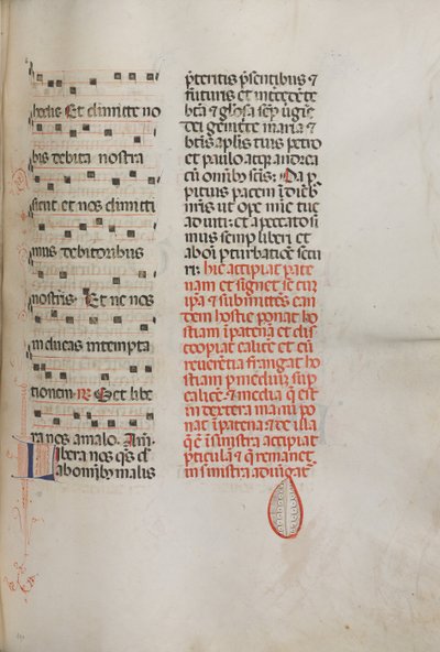 Missale: Fol. 190: Musik för olika böner, 1469. av Bartolomeo Caporali