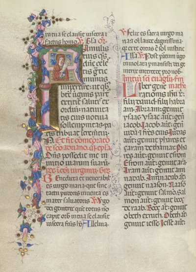 Missale: Fol. 311v: Saint Anne håller den nyfödda jungfrun, 1469. av Bartolomeo Caporali