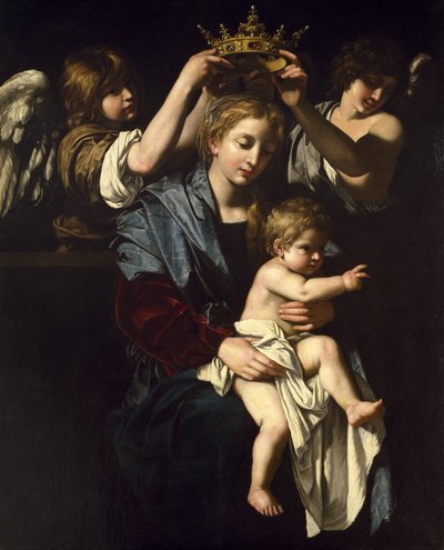 Jungfru Maria och barnet med änglar av Bartolomeo Cavarozzi