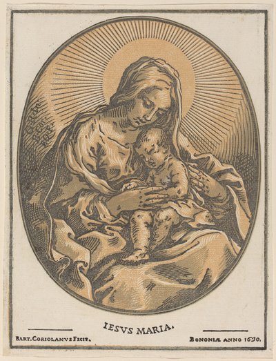 Jungfru och barn av Bartolomeo Coriolano after Guido Reni