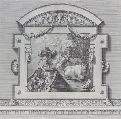 Plåt 24: Ulysses följeslagare stjäl oxarna som är heliga för Apollo, 1756. Skapare: Bartolomeo Crivellari, Gabriel Söderling. av Bartolomeo Crivellari, Gabriel Söderling