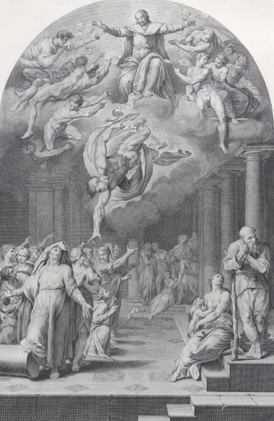 Tavla 40: delning av de utvalda från de fördömda, 1756. Skapare: Bartolomeo Crivellari, Gabriel Söderling. av Bartolomeo Crivellari, Gabriel Söderling