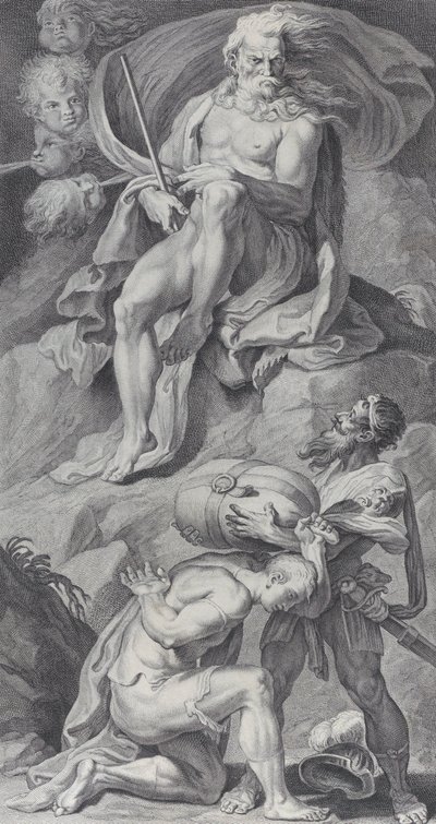 Plåt 8: Ulysses tar emot vindarna i en läderväska från Aeolus, 1756 av Bartolomeo Crivellari