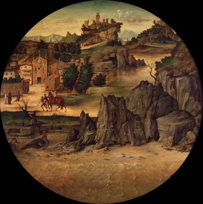 Landskap med slott, sent 1400-tal. av Bartolomeo Montagna
