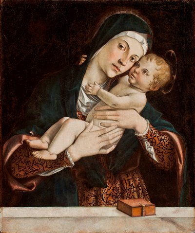 Jungfrun och barnet (tempera på panel) av Bartolomeo Montagna