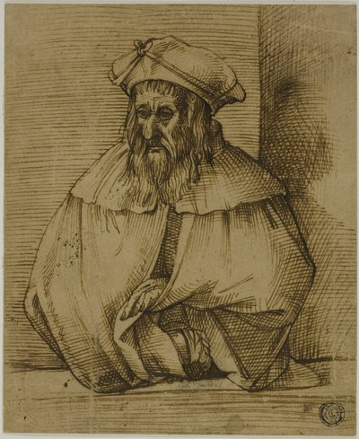 Halvlång skiss av en gentleman med hatt och cape av Bartolomeo Passarotti