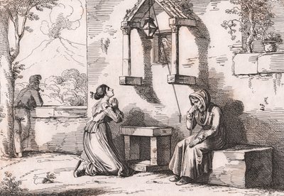 En dotter som ber till Madonnan för sin sjuka mor, etsning av Bartolomeo Pinelli (Rom) av Bartolomeo Pinelli
